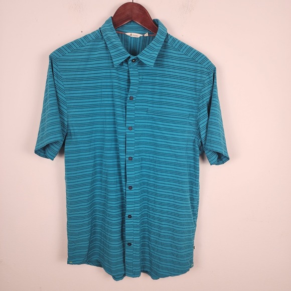 cotopaxi Other - Cotopaxi Blue Striped Button Front Short Sleeve Shirt Men's Size Large